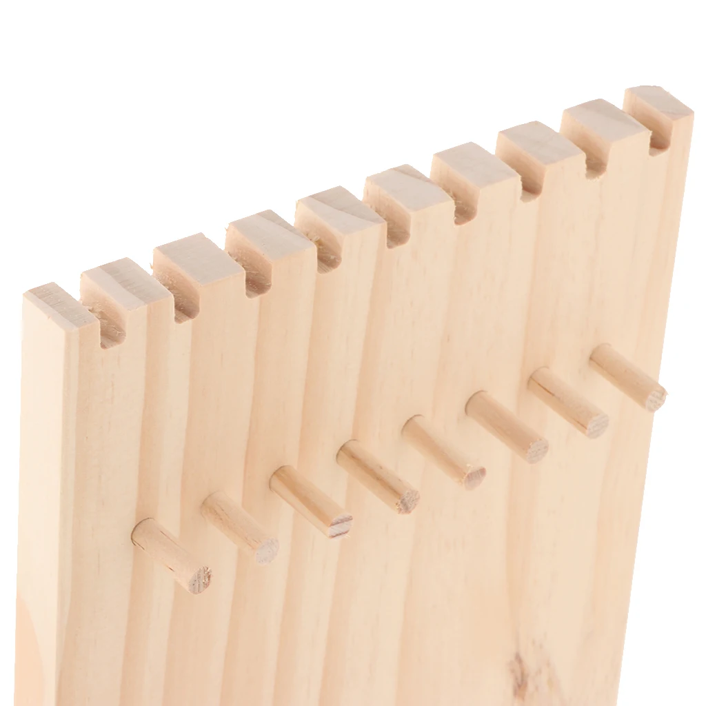  Retro Wood Necklace Display Stand Wooden Jewelry Organizer Shows Retail Shelf 9 Hooks 24.5 x 15cm