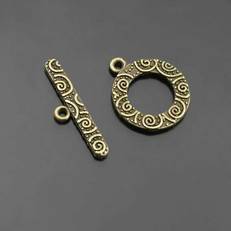 

(26907)20PCS O Shape Diameter 16MM Antique Bronze Zinc Alloy Round O Toggle Clasps Bracelets Clasps Jewelry Findings Accessories
