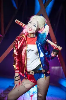 

Batman DC Comics Suicide Squad Quinn Costume Outfit Glove Full Set Movie Halloween Cosplay Costumes For Women New Arrival