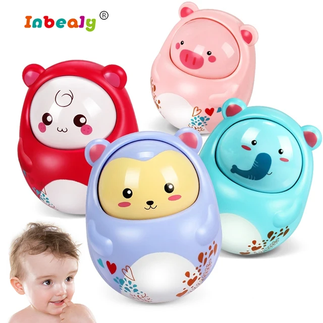 4 Color Cute Baby Rattles Mobiles Toys Nodding Moving Eyes Baby Kids