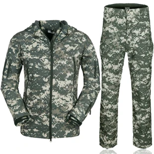 Winter Jacket Men Casual Army Camouflage Coat Military Men Tactical Jacket and Coats Set Waterproof Windproof Clothes - Цвет: ACU