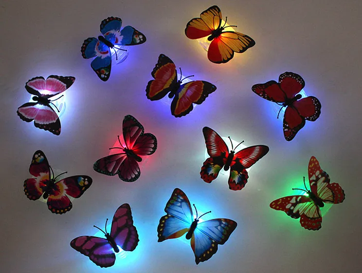 5 предмет в комплекте! Высококачественная Милая светящаяся Ночная лампа с бабочкой, светодиодный нижний стикер, ночной Светильник для детей, интерьерный светильник, украшение