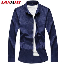 LONMMY Плюс Размер 6XL 7XL мужская одежда рубашки мужское платье camisa повседневные мужские рубашки slim fit длинный рукав винный, красный, фиолетовый Sping