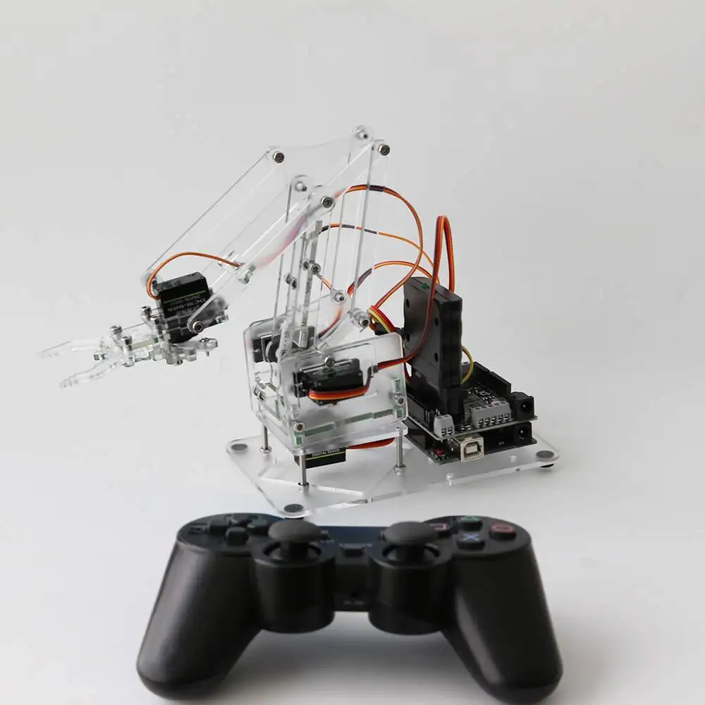 

meArm DIY 4DOF Smart RC Robot Arm Kit & 9g Servo PS2 Stick 4 degree of freedom Orange/Blue/Lucency