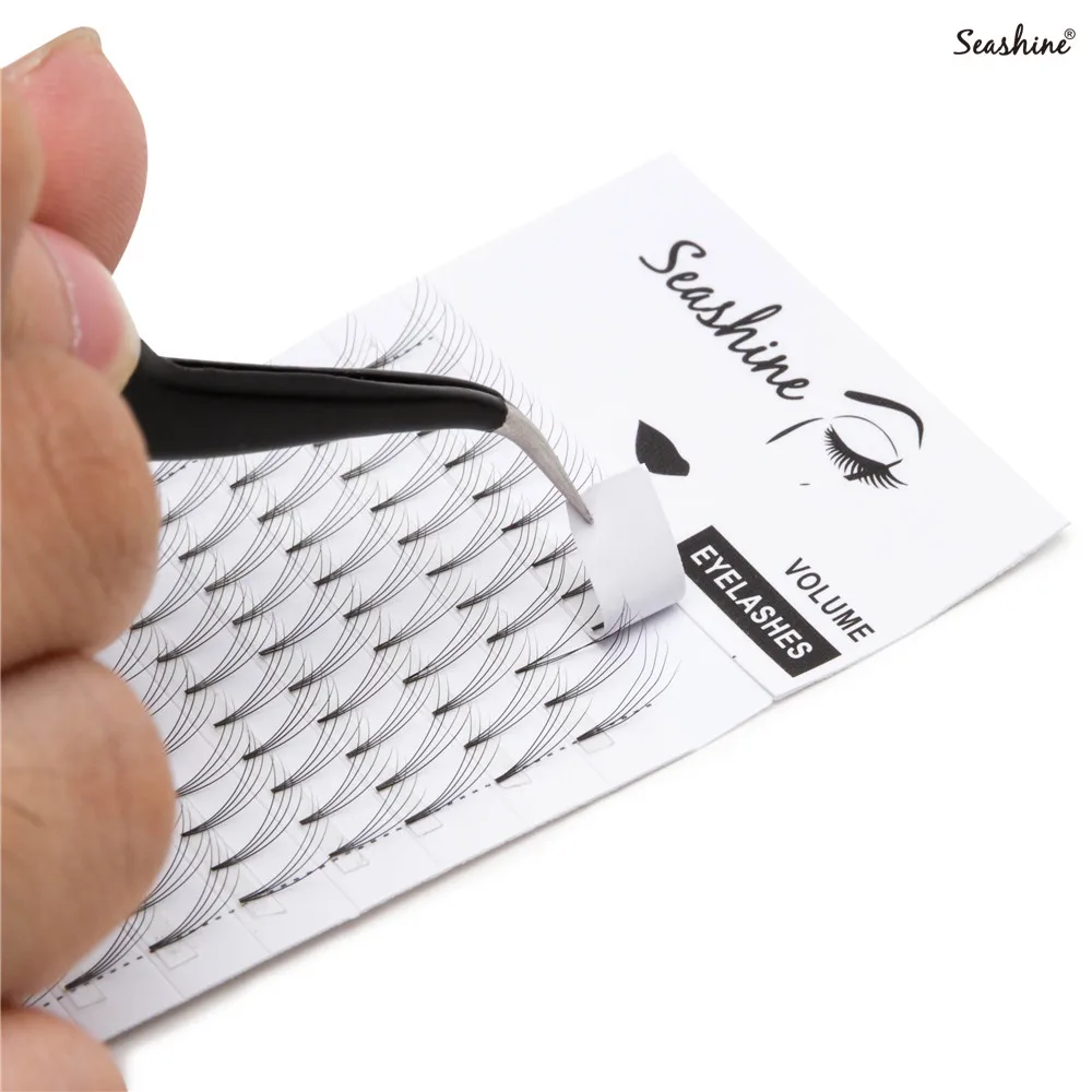 Seashine 3-6Bundles Short Stem Russian Volume Lash Extension Premade Fans 1 Tray Natural Soft Premade Eyelashes Extension       
