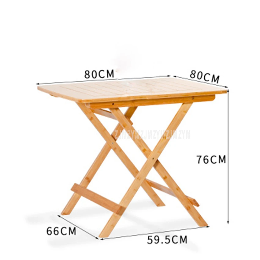 Китайская бамбуковая мебель обеденный стол квадратный 80 см Открытый/Крытый садовый стол ножки складной обеденный стол бамбуковое дерево - Цвет: burlywood color