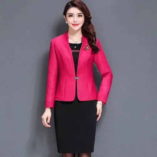 Great Value 2 Pieces High Quality Autumn Winter Work Wear Fashion Dress Mid Old Age Women Clothing Plus Size Set Suit Slim Mother