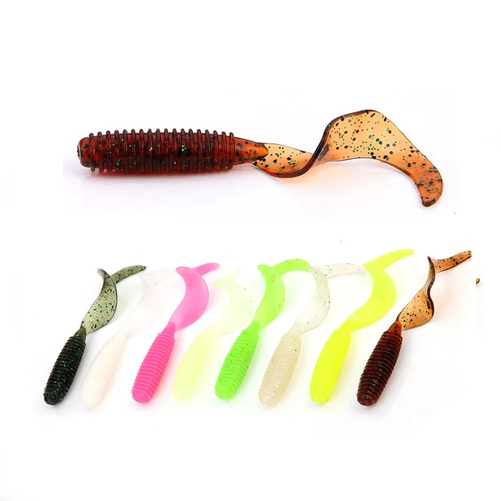 

6pc/lot Fishing lure soft with Curl Tail 1.9g/6cm vivid Fishing Worm Swimbait Soft Lure Fishing Bait fishing tackle