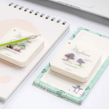 

8 Colors Kawaii Mushroom Note Pad Cute PP Cover Memo Pad Notes with Key Chain Blank Page DIY Portable Notepad School Supplies