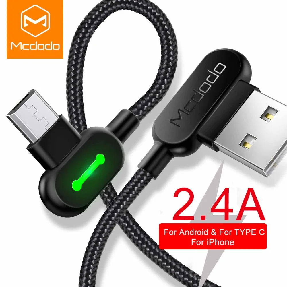 MCDODO LED المصغّر USB كابل سريع بيانات الشحن كابل لالروبوت سامسونج Xiaomi الهاتف المحمول شاحن USB تهمة مايكرو كابل يو اس بي