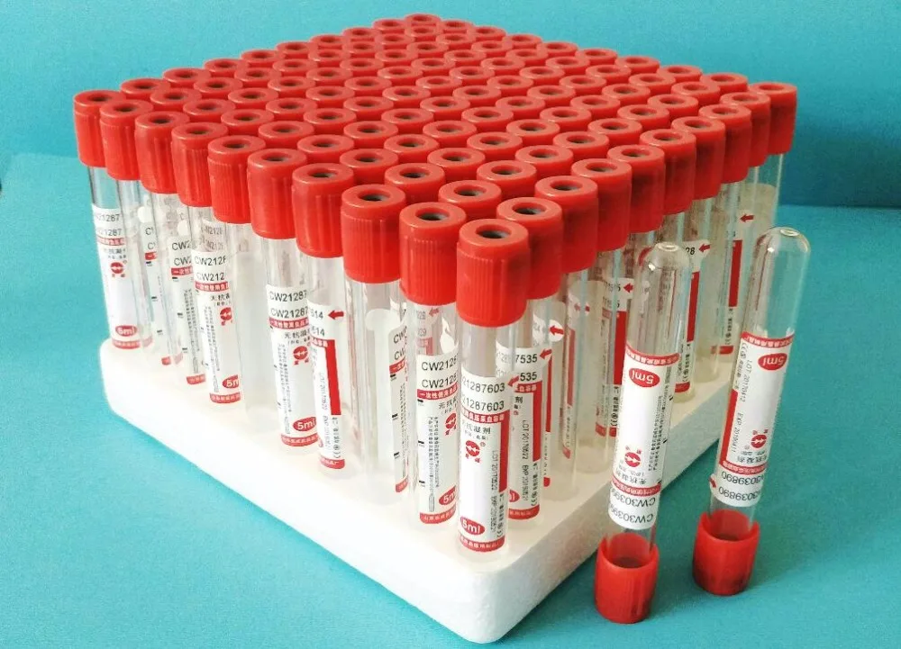 100 шт./лот 10 мл одноразовый стеклянный вакуум не антикоагулянт вакуумная Пробирка для крови трубки Vacutainer