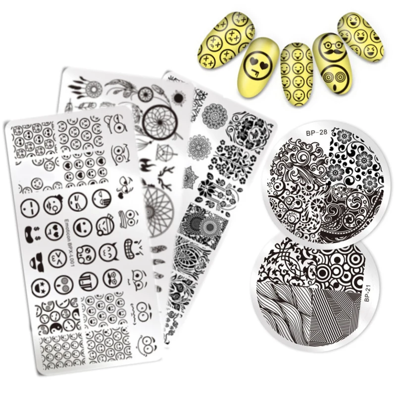 

BORN PRETTY Nail Art Stamping plates Rectangle Smile Emotion Flower Animals Nail Image Plates Stencils Artist Manicure