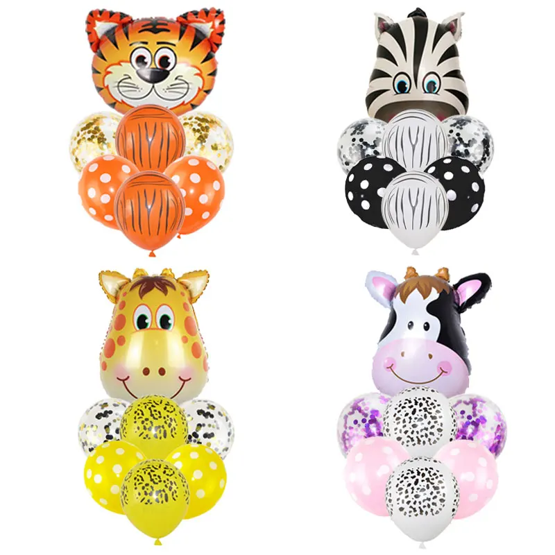 

Cute Animal Balloon Tiger Zebra Lion Giraffe Monkey Elephant Cow Kid Air Helium Balloon Birthday Jungle Party Safari Party Decor