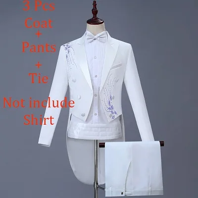 Смокинг Длинные куртки для мужчин белый тонкий костюм мужской свадебный Формальное пальто костюмы для взрослых хор наряд сценическое шоу одежда DT771 - Цвет: As Picture