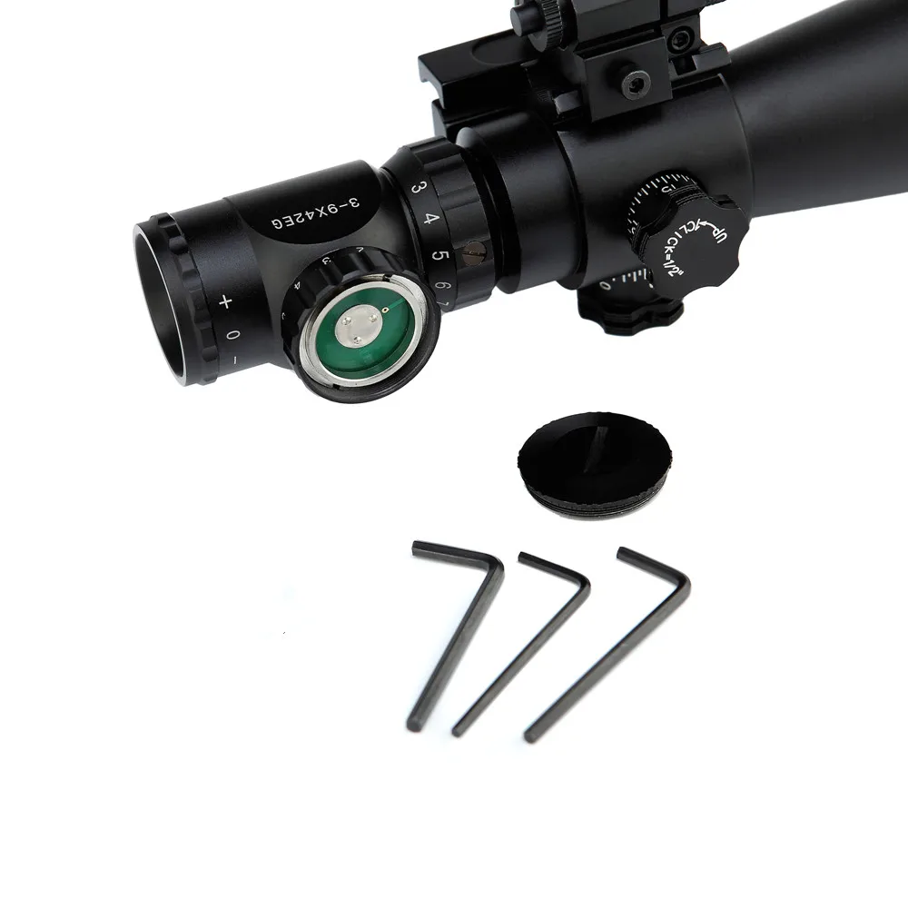 3-9x42EG Rifle Scope Red Green Dot Illuminated Telescopic Sight Riflescope w/ Tactical Red Laser Scope Sight for hunting