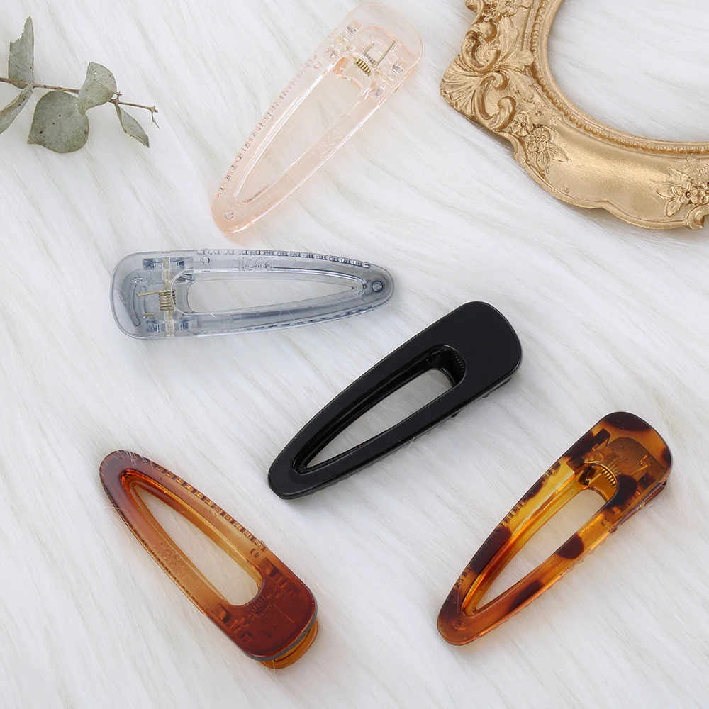 

5Pcs/Set Vintage Acrylic Hair Pins Salon Bobby Barrettes For Women Girls Metal Leopard Print Hair Clips Female Hairgrips