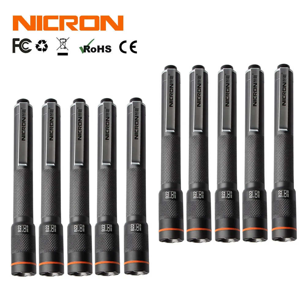 NICRON мини фонарик 120LM 61 м дальность луча Водонепроницаемый IP65 1 Вт 2 х ААА Цвет матч лазерная ручка домашний фонарь лампа B22 для обслуживания и т. д - Испускаемый цвет: 10Pcs