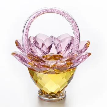 

High Quality Crystal Lotus Flower Figurines Paperweight Car Ornament Window Pendant Birthday Part Wedding Fengshui Decor Gifts