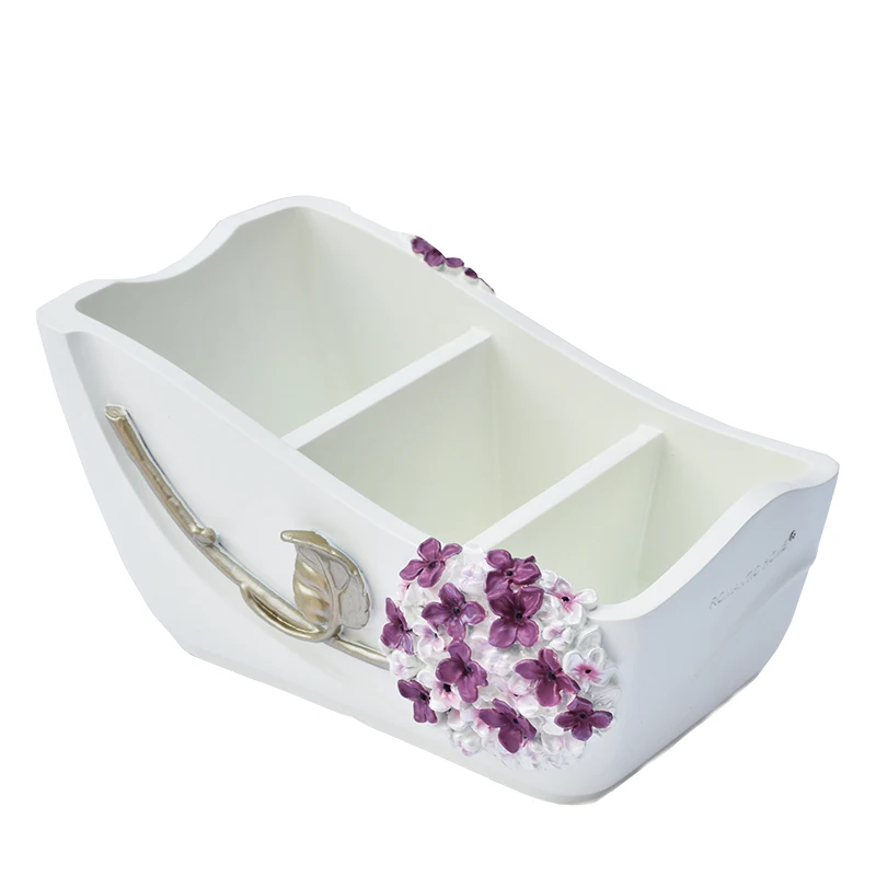 

Waterproof Handmade Office Storage Box European Makeup Cosmetic Remote Control Sundries Basket Resin Desktop Articles Organizer