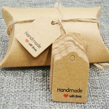

500pcs3*2cm new scallop kraft Handmade with love hang tags for gift /candy/ wedding /cookie handmade favors tag brand paper tags