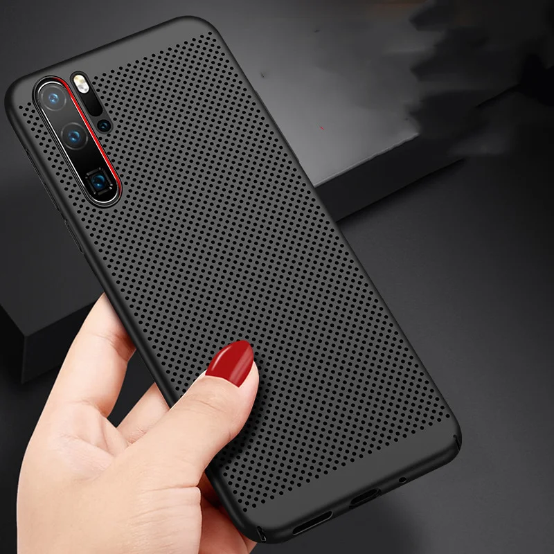 Твердый ПК простой чехол для телефона Huawei P8 P9 Lite P10 P20 Pro однотонный цвет красный