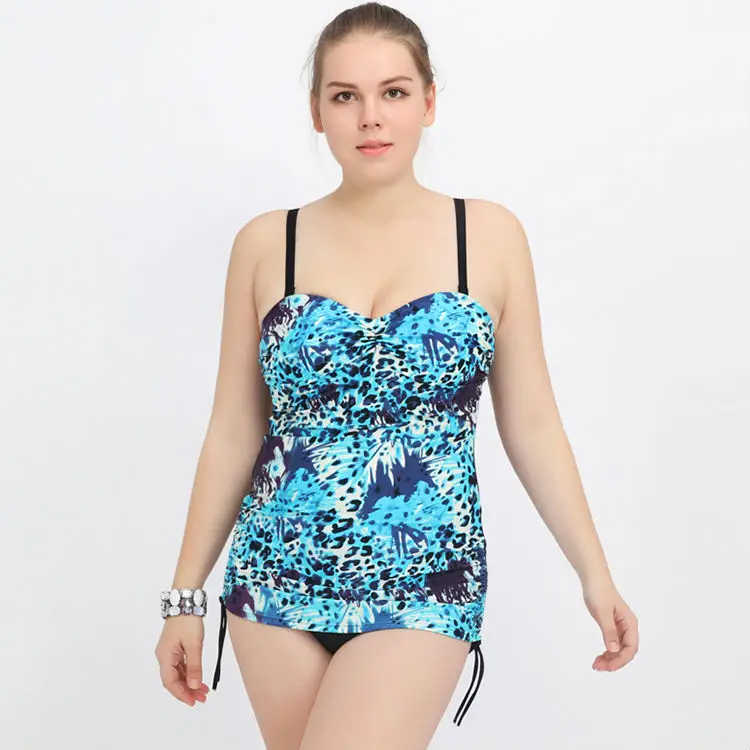 

Make Difference 2017 New Plus Size Swimwear Print Big Size Swimwear Women Blue Black One Piece Swimsuit for Women L-4XL  48-56