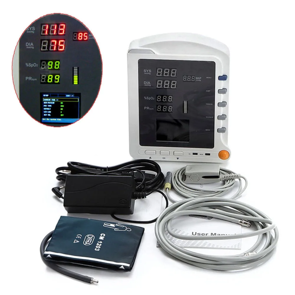 New Portable Patient Monitor w NIBP SPO2 Blood Oxygen Pulse Rate Home Use Vital Signs Patient Monitor