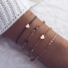 DIEZI Винтаж пляж Бохо Браслет наборы для женщин золотая металлическая цепочка сердце Шарм Браслеты Ювелирные изделия для девочек Рождественский подарок