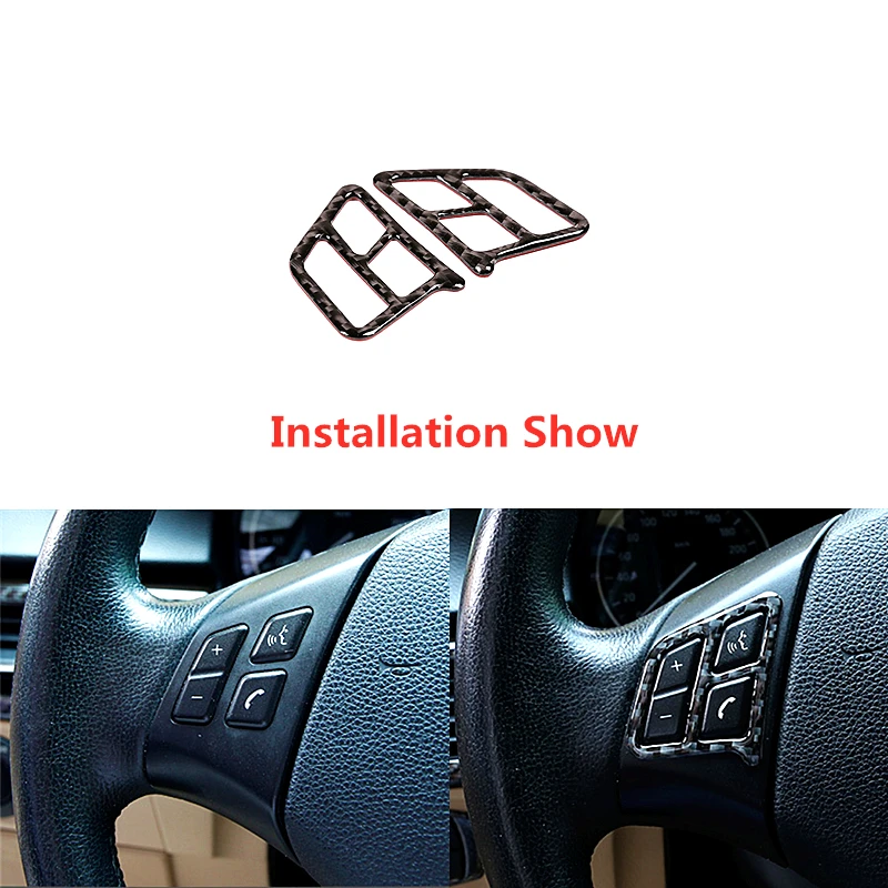 Автомобильные наклейки с кнопкой управления на рулевое колесо, отделка из настоящего углеродного волокна для BMW e90 e92 e93 3 серии 2005-2012, автомобильные аксессуары