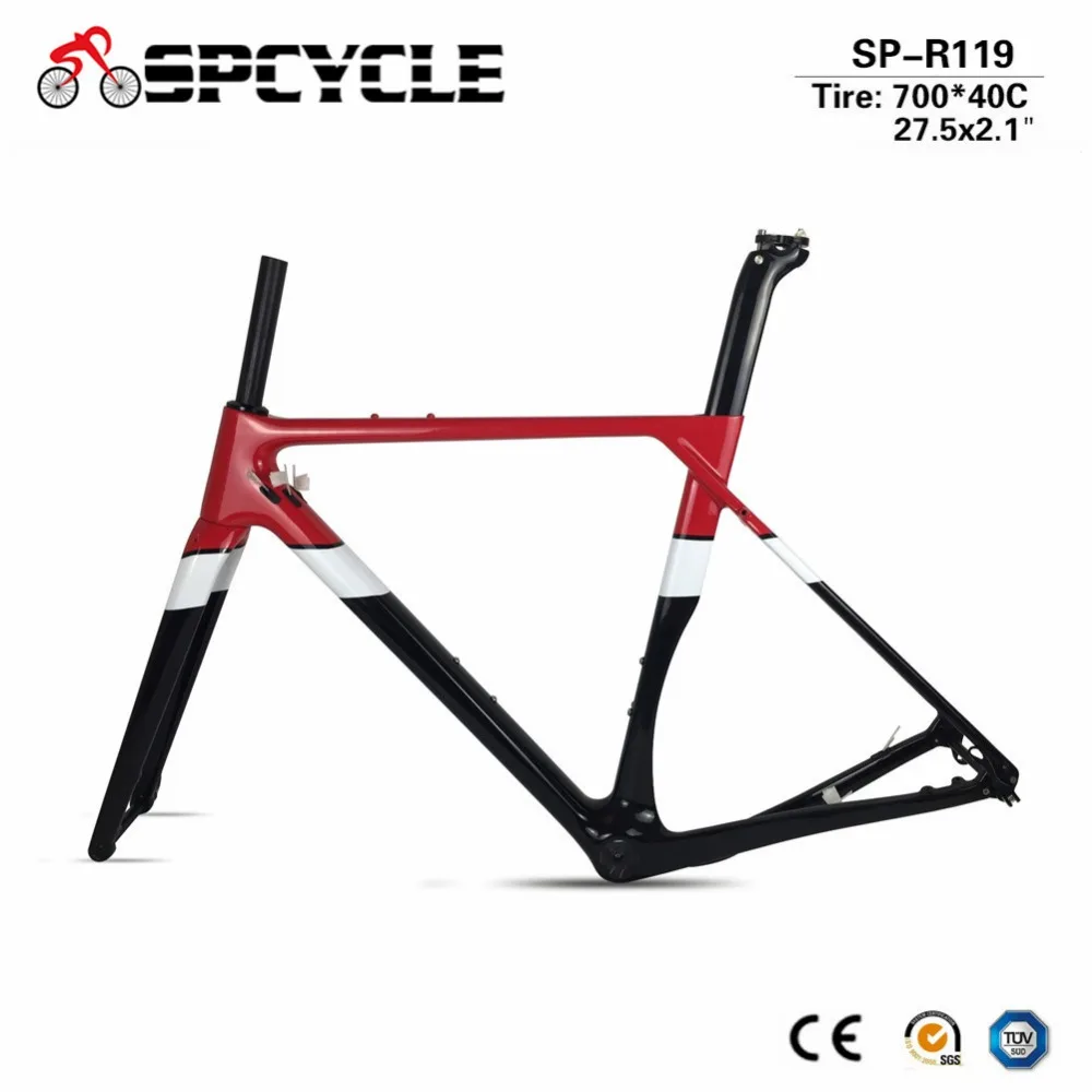 Новинка 700 * 40C карбоновая гравийная рама Aero Cyclocross велосипедные карбоновые рамы