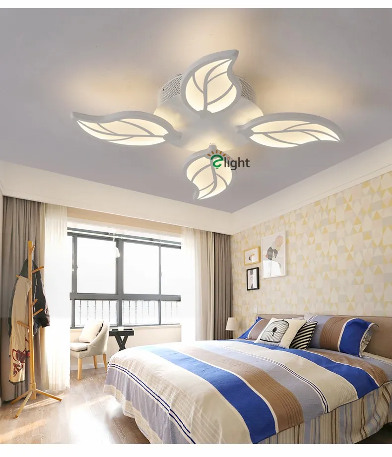 Современные светодиодные потолочные люстры с листом, лампа, акриловая люстра для спальни с регулируемой яркостью, светодиодные светильники для гостиной