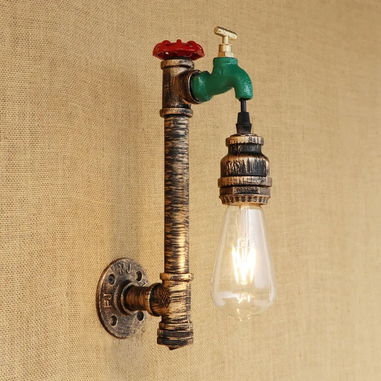 Loft Style Retro Edison Water Tap Pipe Lamp Industrial Vintage Wall Light Fixtures For Edison Wall Sconce Indoor Lighting