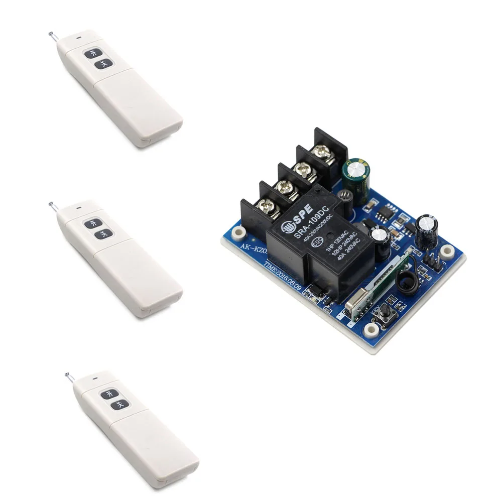 DC 12V-48V 1CH Wireless Relay Remote Control Switch Remote ON/OFF 40A Receiver & 3000M Long Range Transmitter Learning Code DC 12V-48V 1CH Wireless Relay Remote Control Switch Remote ON/OFF 40A Receiver & 3000M Long Range Transmitter Learning Code