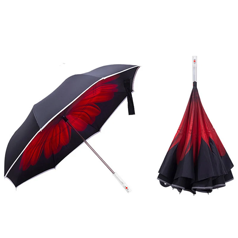 Poppy red В ассортименте имеются 5 расцветок светодиодный световой меч осветительный Зонт лазерный светильник перевернутый портативный складной супер водонепроницаемый Зонт Распродажа - Цвет: Poppy red