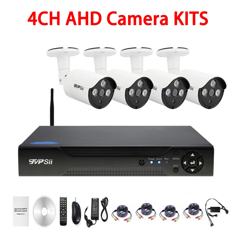 Meilleur Trois Tableau Led infrarouge 5mp 4mp 2mp 1.3mp 1mp Étanche 4CH 4 Canal WIFI AHD CCTV caméra de Surveillance DVR Kits Livraison Gratuite