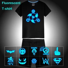 Летние неоновые, флуоресцентные Шаринган героя аниме «Наруто мультфильм печатных Повседневное хлопковая детская футболка с длинными рукавами с Для мужчин комплекты майка, футболка и шорты, штаны