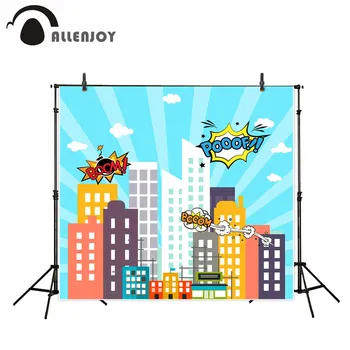 

Allenjoy photography background colorful cartoon boom city buildings backdrop for photography studio camera fotografica