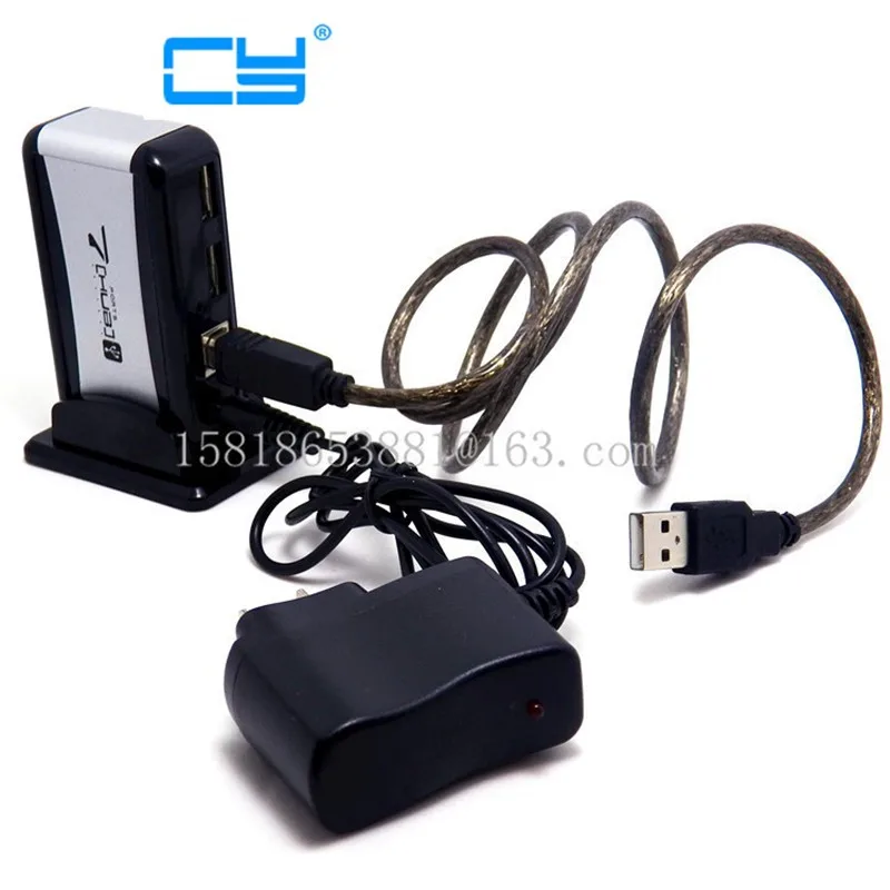 

Free Shipping! 1PC New Black USB 7 Port HUB Powered + AC Adapter Adaptor Cable Kable High-Speed US Plug