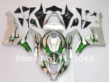 

OEM_quality Injection fairings for HONDA CBR600RR 07 08 F5 07 08 CBR 600 RR 2007 2008 green flame silver fairing kits + tank