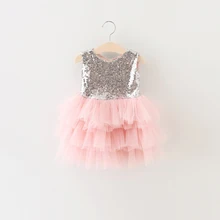 Retail Girl's summer fasion sequins bowknot dress  costumes kids  girls tutu dress  BW22
