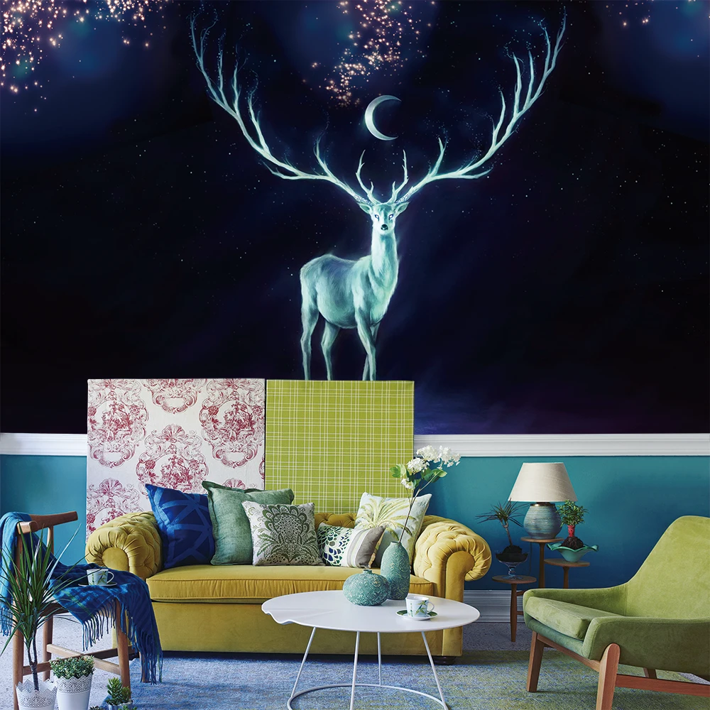 Custom wallpaper modern beautiful dream starry sky deer background wall - silk waterproof material Custom wallpaper modern beautiful dream starry sky deer background wall - silk waterproof material