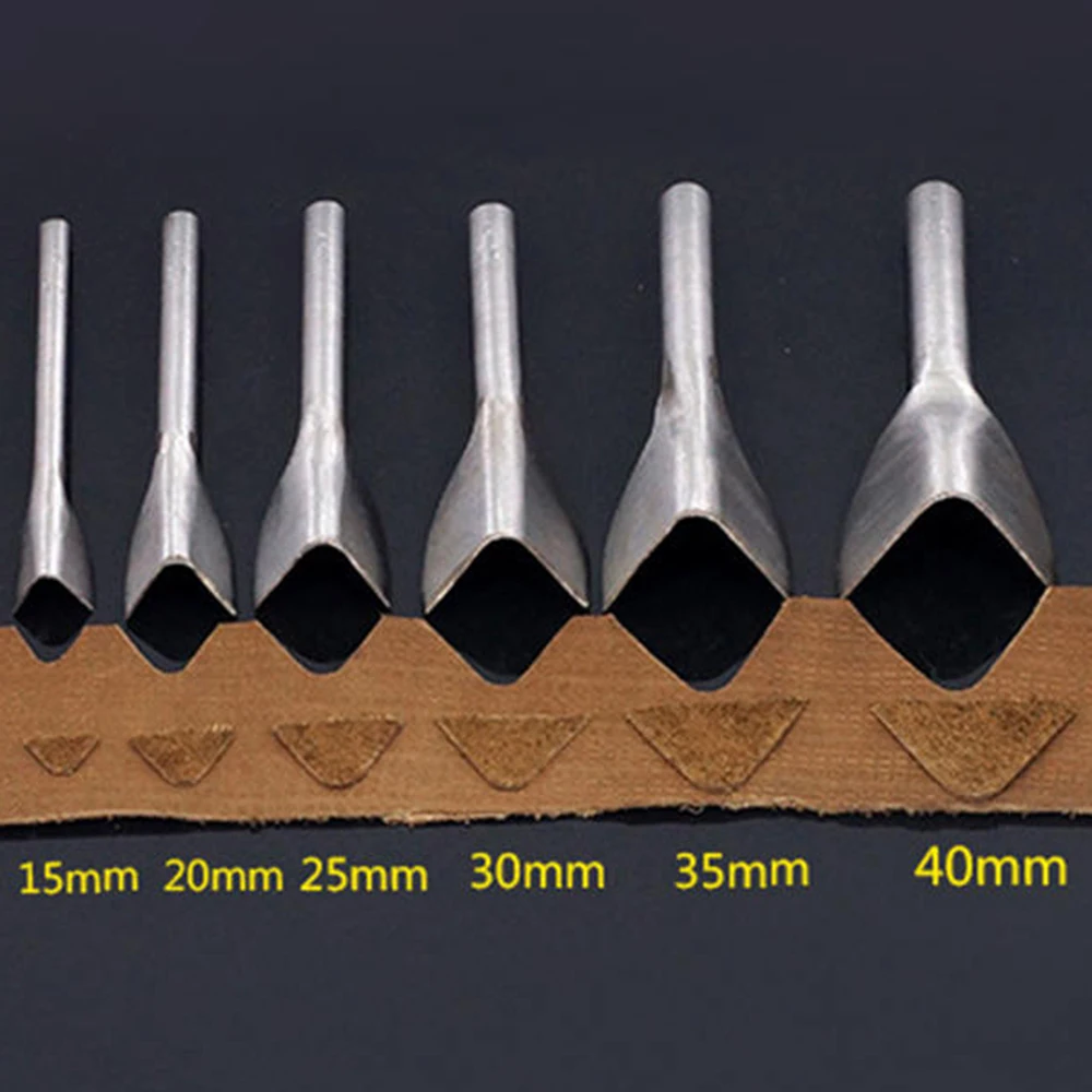 

6Pieces/set Half-Round/V Shape Cutter Punch Set Strap Belt Wallet End Leather Hole Hollow Cutting Craft Tools 15-40mm
