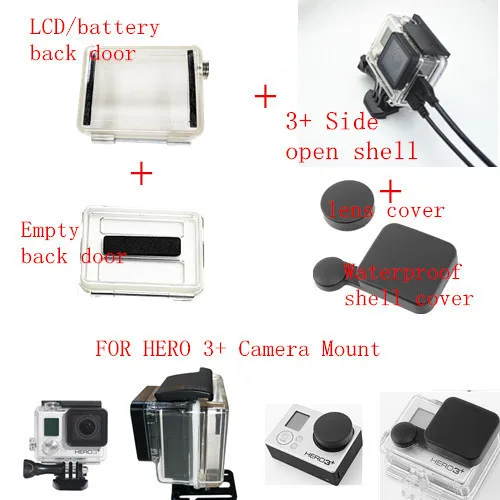 Чехол для Go pro Hero 3 plus с боковым открытием крепление + ЖК дисплей BacPac на заднюю