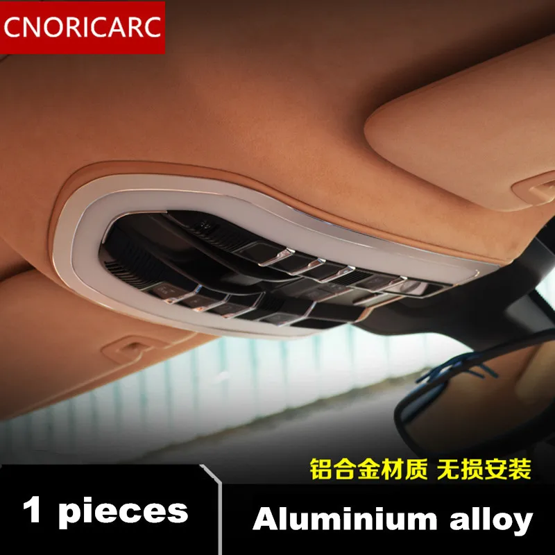 

CNORICARC Car Roof Reading Lamp frame sequins decoration cover trim for Porsche Panamera Cayenne Macan Aluminium alloy