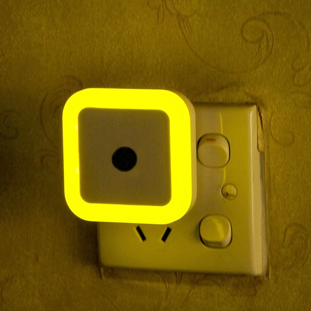 

Mini Light Sensor Control Night Light EU US Plug Novelty Square Bedroom lamp Romantic Colorful Lights For Baby & kids Gift
