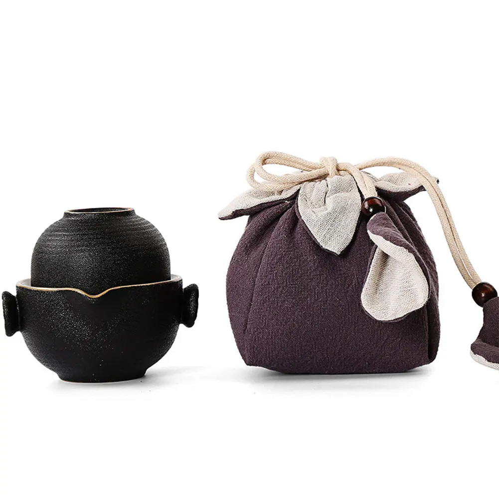 Горячий все в одном набор керамических чайников для путешествий с двумя чашками и портативной сумкой для хранения FQ-ing