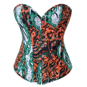 

Steampunk Green & Orange Denim Corset Sexy Steel Boned Waist Trainer Women Slimming Bustier Top Vintage Burlesque Costumes XXL