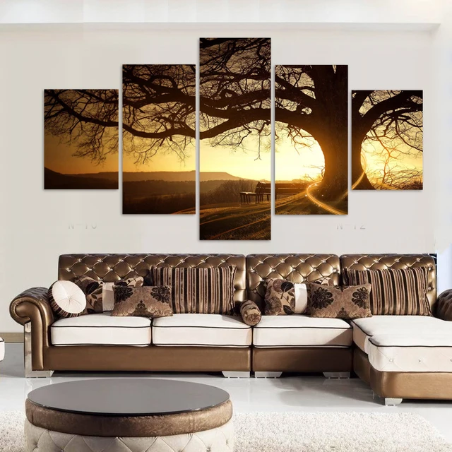 Modular 5 Panels Desert Tree Wall Art - Image 2
