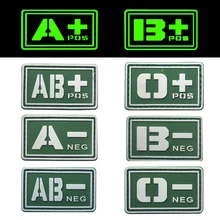 Eebow Тактический 2X Зеленый A B O AB поз. Нег. Кровеносные пластыри фосфоресцирующие ПВХ резиновые военные аварийные патчи для первой медицинской помощи