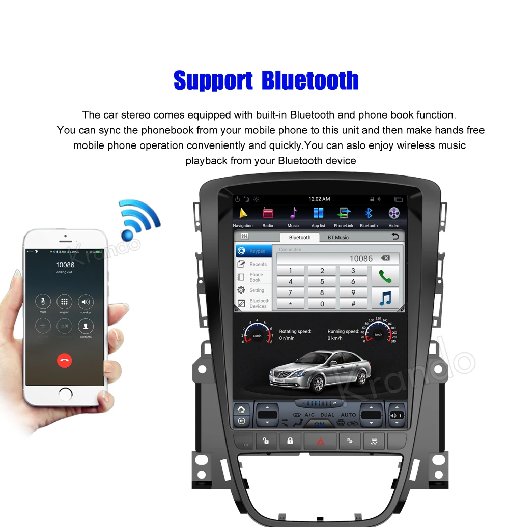 Flash Deal Krando Android 8.1 10.4" Tesla Vertical screen car multimedia player GPS for Buick Excelle Opel Astr J 2010-2014 audio system 6